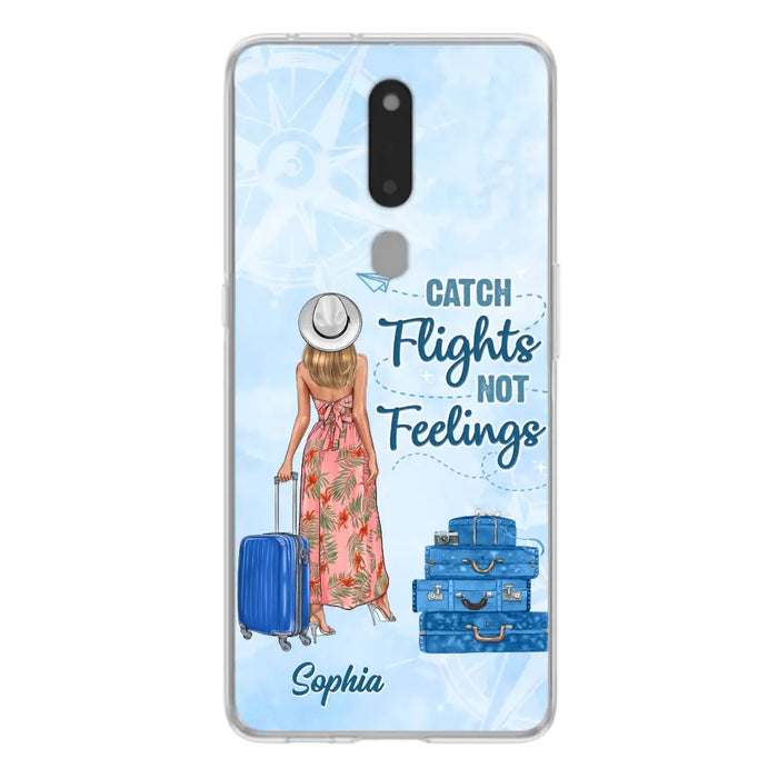 Custom Personalized Traveling Girl Phone Case - Gift Idea For Traveling Lovers - Catch Flights Not Feelings - Cases For Oppo/Xiaomi/Huawei