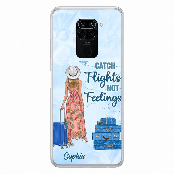 Custom Personalized Traveling Girl Phone Case - Gift Idea For Traveling Lovers - Catch Flights Not Feelings - Cases For Oppo/Xiaomi/Huawei