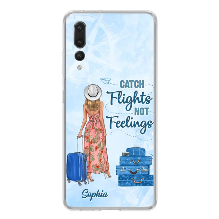 Custom Personalized Traveling Girl Phone Case - Gift Idea For Traveling Lovers - Catch Flights Not Feelings - Cases For Oppo/Xiaomi/Huawei