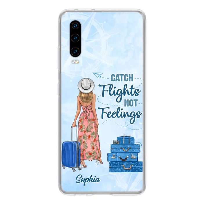 Custom Personalized Traveling Girl Phone Case - Gift Idea For Traveling Lovers - Catch Flights Not Feelings - Cases For Oppo/Xiaomi/Huawei