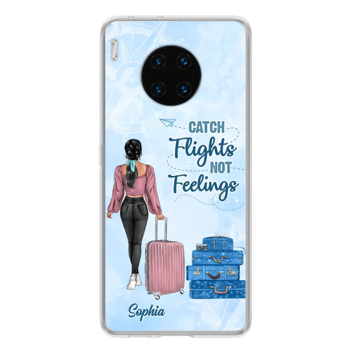 Custom Personalized Traveling Girl Phone Case - Gift Idea For Traveling Lovers/Girl - Catch Flights Not Feelings - Cases For Oppo/Xiaomi/Huawei