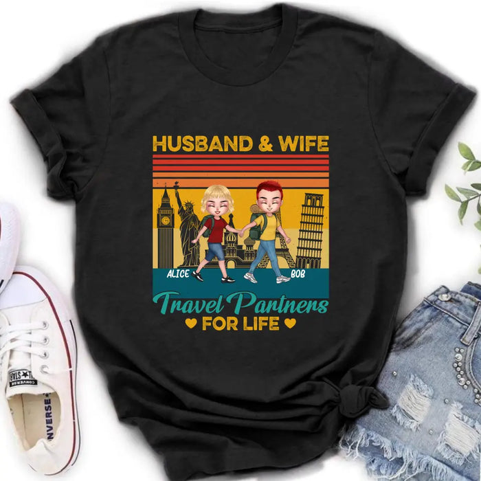 Custom Personalized Traveling Couple Shirt/Pullover Hoodie - Gift Idea For Traveling Lover/Couple - Husband & Wife Travel Partners For Life