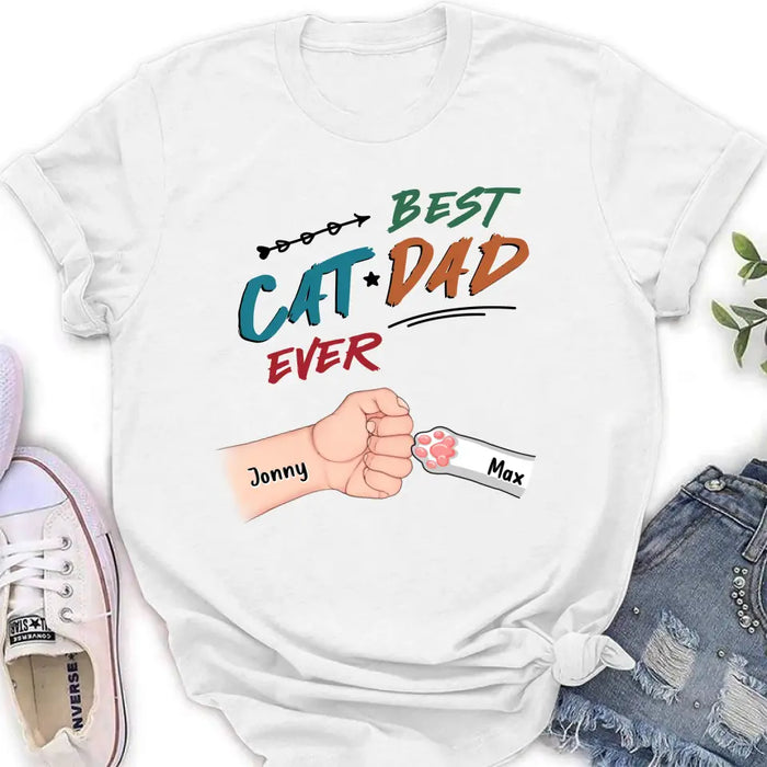 Custom Personalized Cat Dad T-Shirt - Upto 6 Cats - Father's Day Gift Idea for Cat Owners - Best Cat Dad Ever