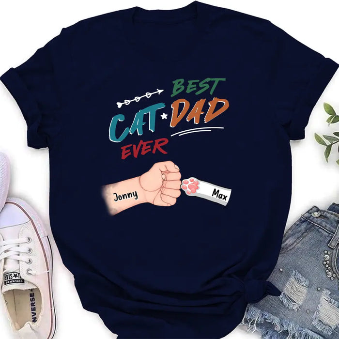 Custom Personalized Cat Dad T-Shirt - Upto 6 Cats - Father's Day Gift Idea for Cat Owners - Best Cat Dad Ever