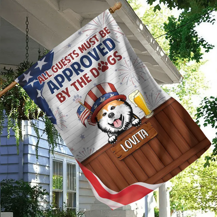 Custom Personalized Pet Flag Sign - Upto 5 Dogs/Cats - Independence Day Gift Idea for Dog/Cat Owners - All Guests Must Be Approved By The Dogs