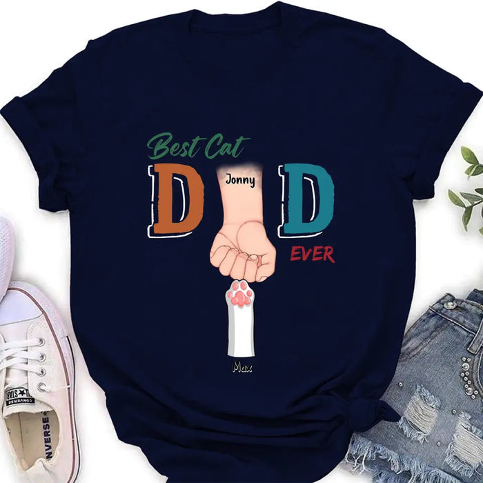 Custom Personalized Cat Dad T-Shirt - Upto 6 Cats - Father's Day Gift Idea for Cat Owners - Best Cat Dad Ever