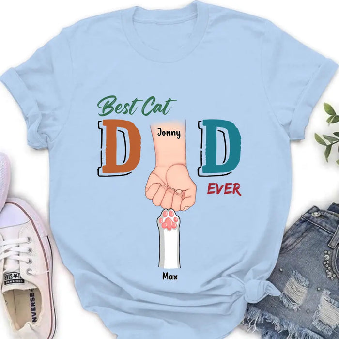 Custom Personalized Cat Dad T-Shirt - Upto 6 Cats - Father's Day Gift Idea for Cat Owners - Best Cat Dad Ever