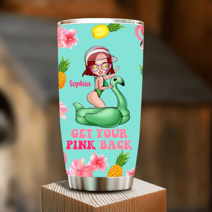 Custom Personalized Bikini Girl Tumbler - Gift Idea For Girl/Beach Lovers - Get Your Pink Back