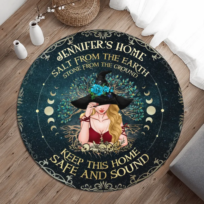 Custom Personalized Witch Round Rug - Gift Idea For Halloween/Wicca Decor/Pagan Decor - Salt From The Earth Stone From The Ground Keep This Home
Safe And Sound