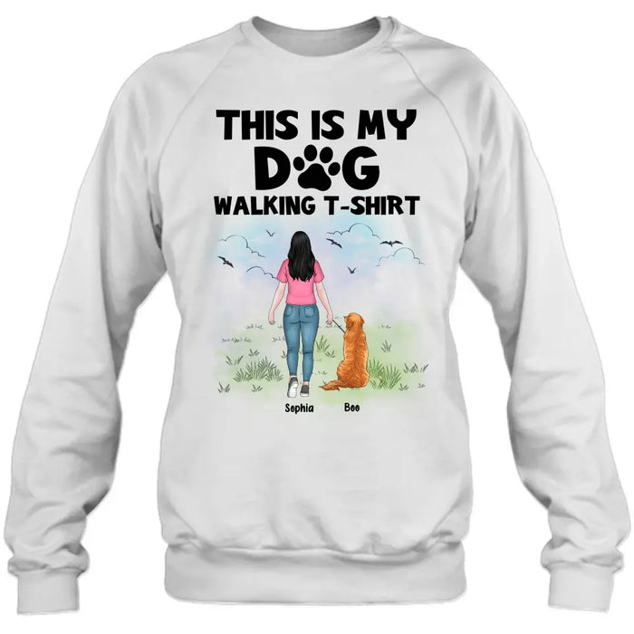 Custom Personalized Dog Shirt/Hoodie - Upto 4 Dogs - Gift Idea For Dog Lovers - This Is My Dog Walking T-Shirt