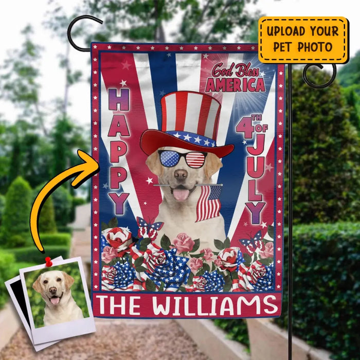 Custom Personalized 4th Of July Dog Flag Sign - Gift Idea For Dog Lovers/ Independence Day - Upload Photo - Happy 4th Of July