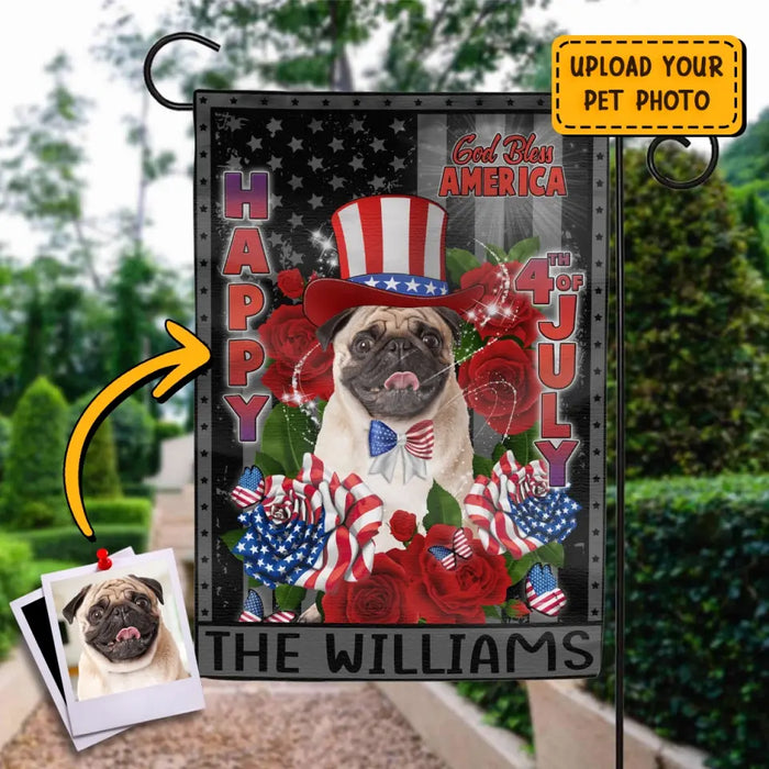 Custom Personalized 4th Of July Dog Flag Sign - Gift Idea For Dog Lovers/ Independence Day - Upload Photo - Happy 4th Of July