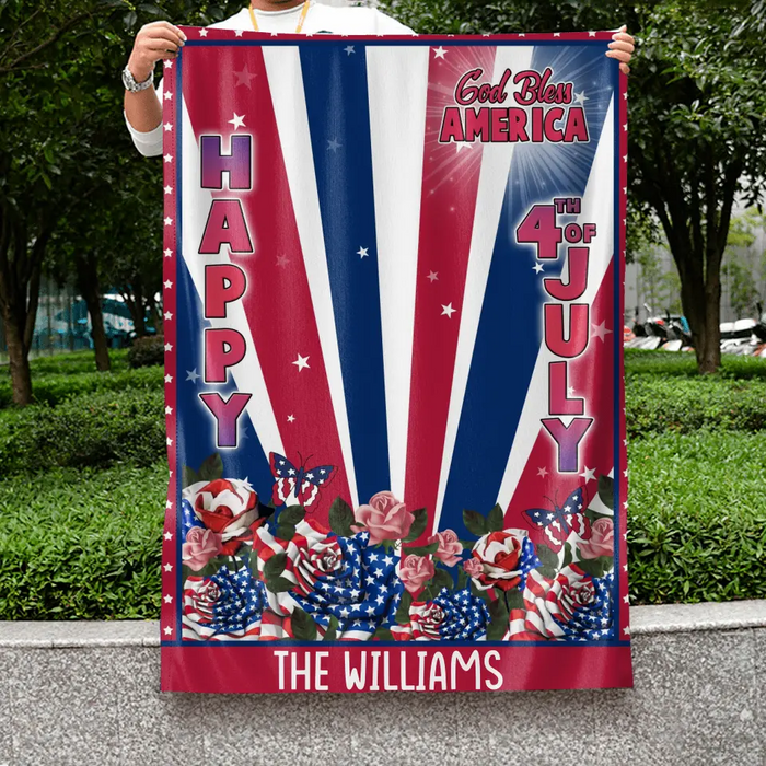 Custom Personalized 4th Of July Dog Flag Sign - Gift Idea For Dog Lovers/ Independence Day - Upload Photo - Happy 4th Of July