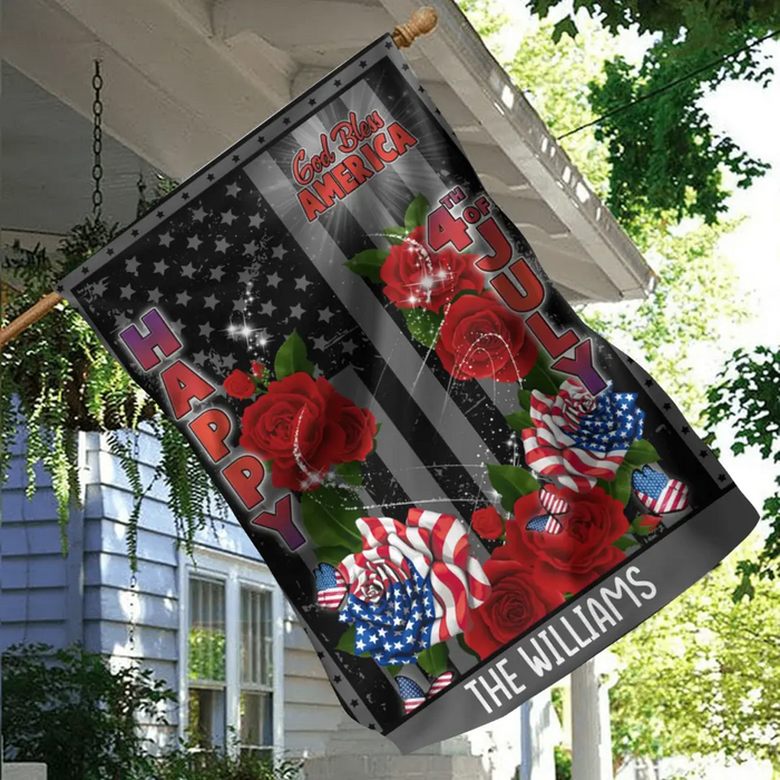 Custom Personalized 4th Of July Dog Rose Flag Sign - Gift Idea For Dog Lovers/ Independence Day - Upload Photo - Happy 4th Of July