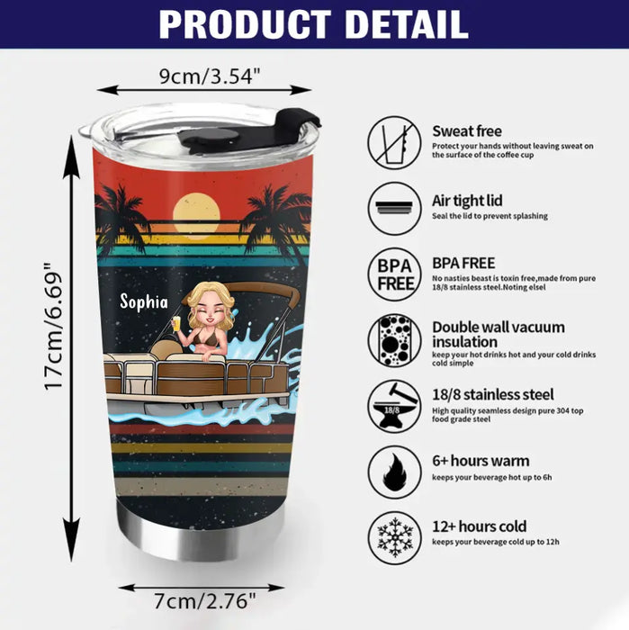 Custom Personalized Pontoon Queen Tumbler - Best Gift Idea For Pontoon Lovers - Pontoon Queen Just Like A Normal Queen Only More Drunker