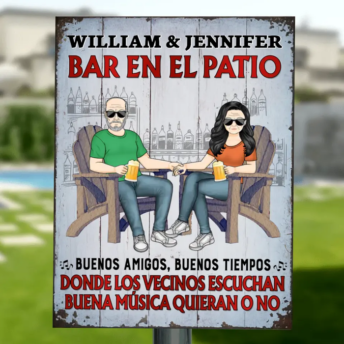 Custom Personalized Couple Metal Sign - Best Gift Idea For Couple - Bar En El Patio - Spanish Verion