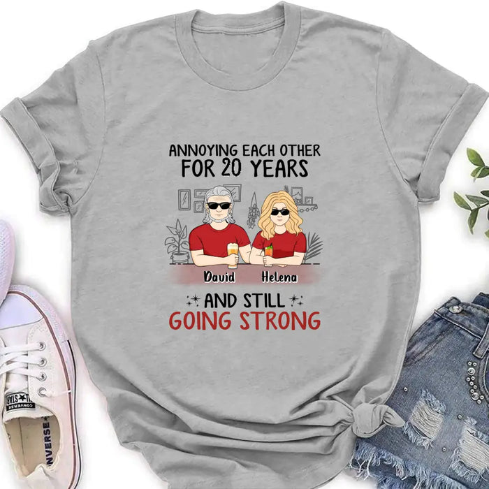 Custom Personalized Couple Shirt/Hoodie - Best Gift Idea For Couple/Husband/Father's Day - Annoying Each Other For 20 Years And Still Going Strong