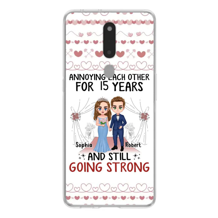 Custom Personalized Chibi Couple Phone Case - Best Gift Idea For Couple/Husband/Father's Day - Annoying Each Other For 15 Years And Still Going Strong - Case For Oppo/Xiaomi/Huawei