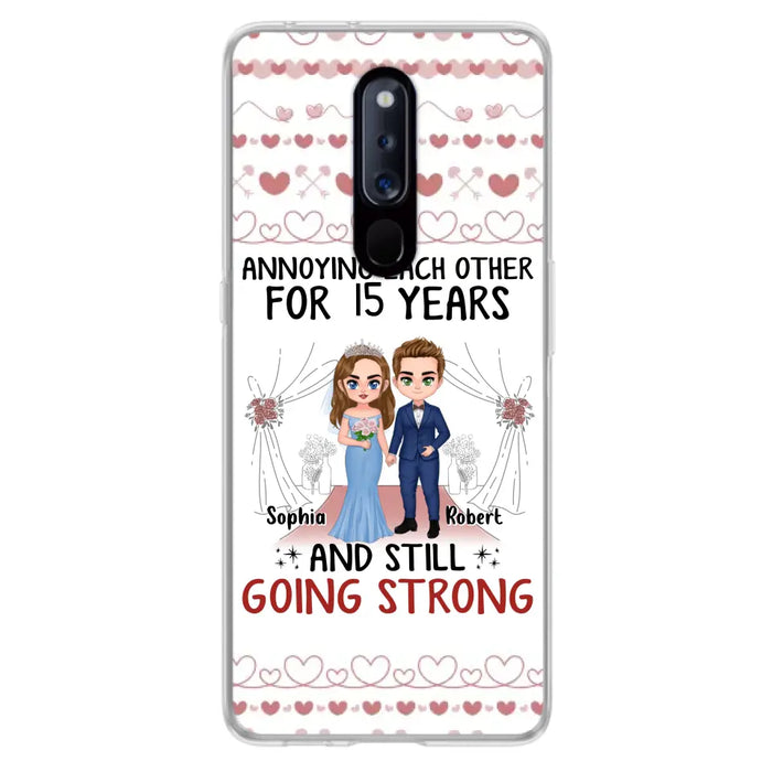 Custom Personalized Chibi Couple Phone Case - Best Gift Idea For Couple/Husband/Father's Day - Annoying Each Other For 15 Years And Still Going Strong - Case For Oppo/Xiaomi/Huawei