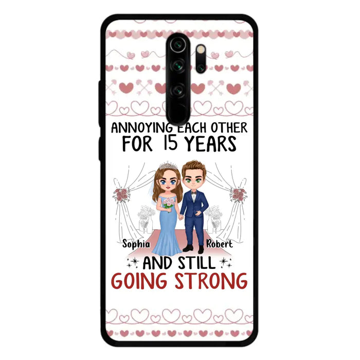 Custom Personalized Chibi Couple Phone Case - Best Gift Idea For Couple/Husband/Father's Day - Annoying Each Other For 15 Years And Still Going Strong - Case For Oppo/Xiaomi/Huawei