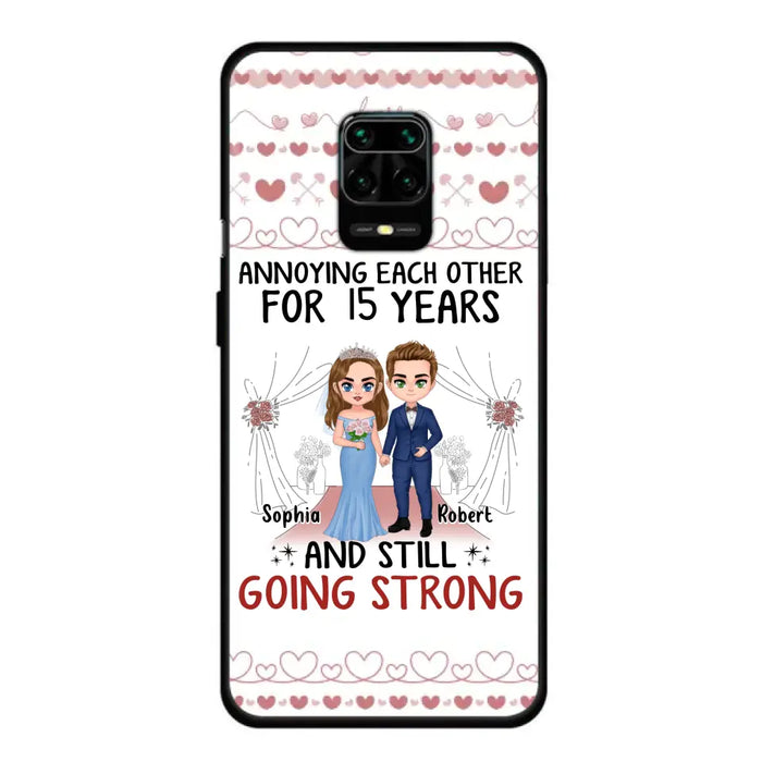 Custom Personalized Chibi Couple Phone Case - Best Gift Idea For Couple/Husband/Father's Day - Annoying Each Other For 15 Years And Still Going Strong - Case For Oppo/Xiaomi/Huawei