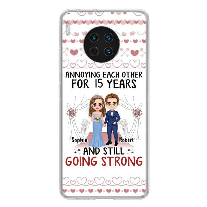 Custom Personalized Chibi Couple Phone Case - Best Gift Idea For Couple/Husband/Father's Day - Annoying Each Other For 15 Years And Still Going Strong - Case For Oppo/Xiaomi/Huawei