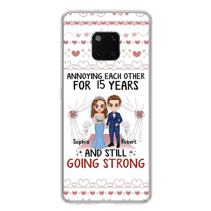 Custom Personalized Chibi Couple Phone Case - Best Gift Idea For Couple/Husband/Father's Day - Annoying Each Other For 15 Years And Still Going Strong - Case For Oppo/Xiaomi/Huawei