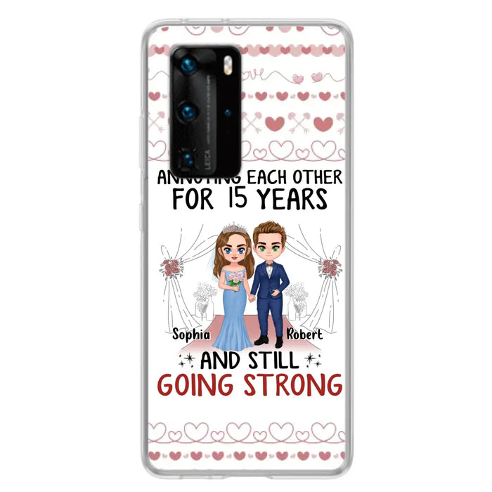 Custom Personalized Chibi Couple Phone Case - Best Gift Idea For Couple/Husband/Father's Day - Annoying Each Other For 15 Years And Still Going Strong - Case For Oppo/Xiaomi/Huawei