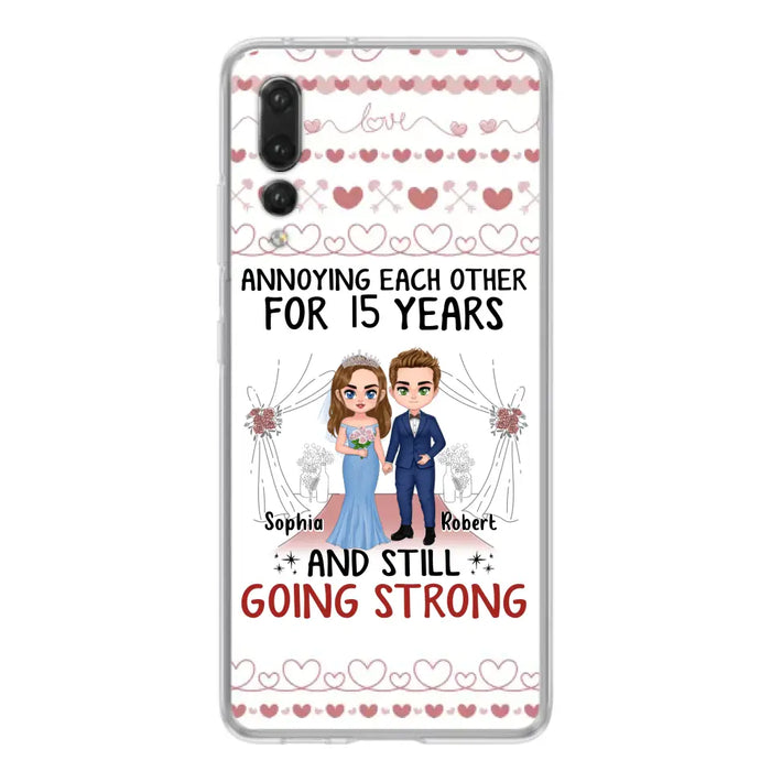 Custom Personalized Chibi Couple Phone Case - Best Gift Idea For Couple/Husband/Father's Day - Annoying Each Other For 15 Years And Still Going Strong - Case For Oppo/Xiaomi/Huawei