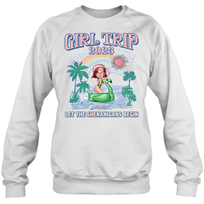 Personalized Girl Trip Shirt/ Hoodie - Gift Idea For Friends/ Besties - Up to 5 Girls - Girl Trip 2023 Let The Shenanigans Begin