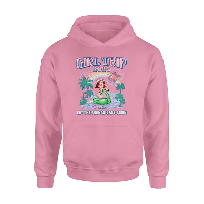 Personalized Girl Trip Shirt/ Hoodie - Gift Idea For Friends/ Besties - Up to 5 Girls - Girl Trip 2023 Let The Shenanigans Begin