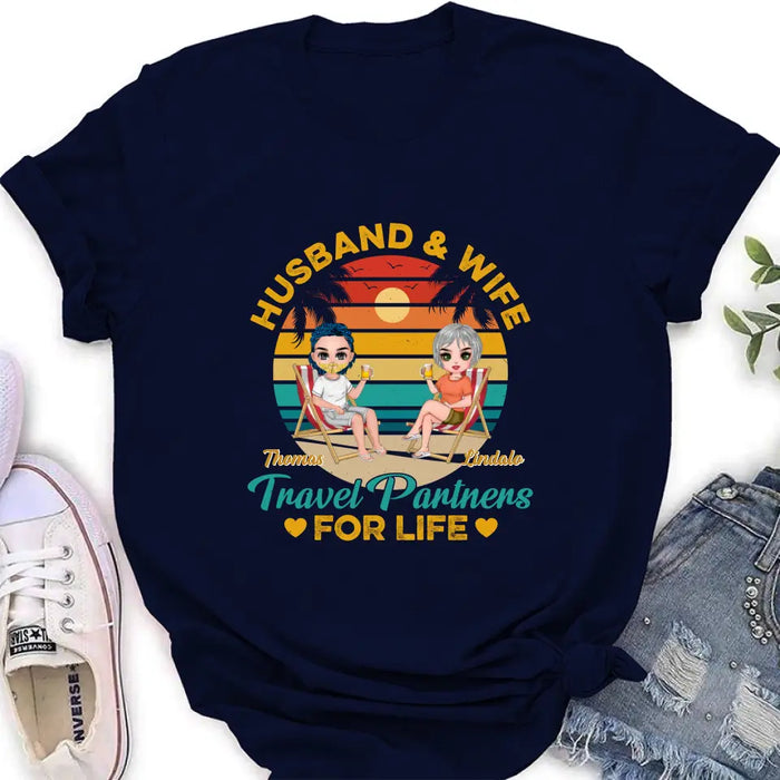 Custom Personalized Traveling Couple Shirt/ Pullover Hoodie/Long sleeve/Sweatshirt - Gift Idea For Camping Lover - Husband & Wife Travel Partners For Life