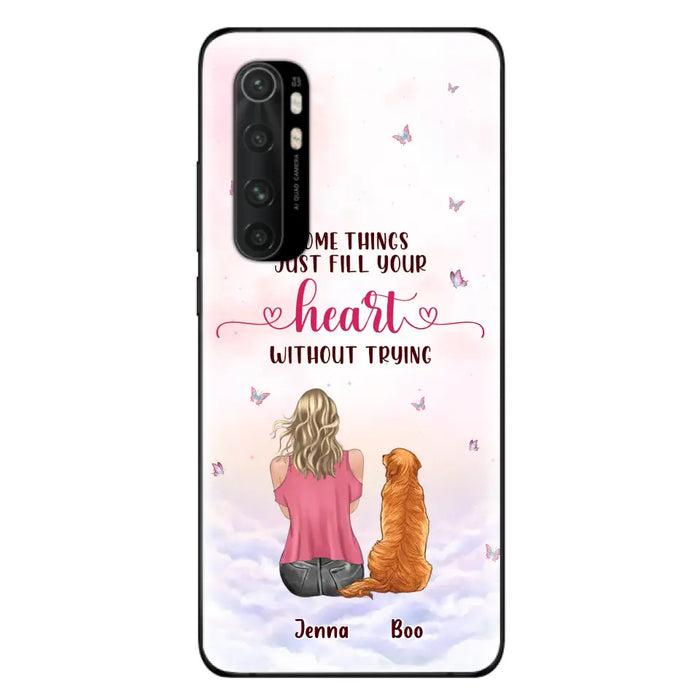 Custom Personalized Dog Mom Phone Case - Upto 5 Dogs - Gift Idea For Dog Lovers - Some Things Just Fill Your Heart Without Trying - Case for iPhone/Samsung - Case for Xiaomi/Huawei/Oppo