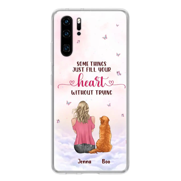 Custom Personalized Dog Mom Phone Case - Upto 5 Dogs - Gift Idea For Dog Lovers - Some Things Just Fill Your Heart Without Trying - Case for iPhone/Samsung - Case for Xiaomi/Huawei/Oppo