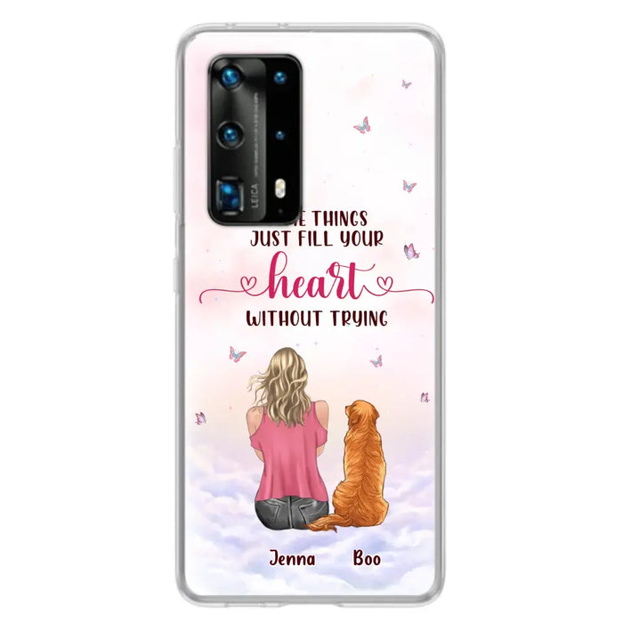 Custom Personalized Dog Mom Phone Case - Upto 5 Dogs - Gift Idea For Dog Lovers - Some Things Just Fill Your Heart Without Trying - Case for iPhone/Samsung - Case for Xiaomi/Huawei/Oppo