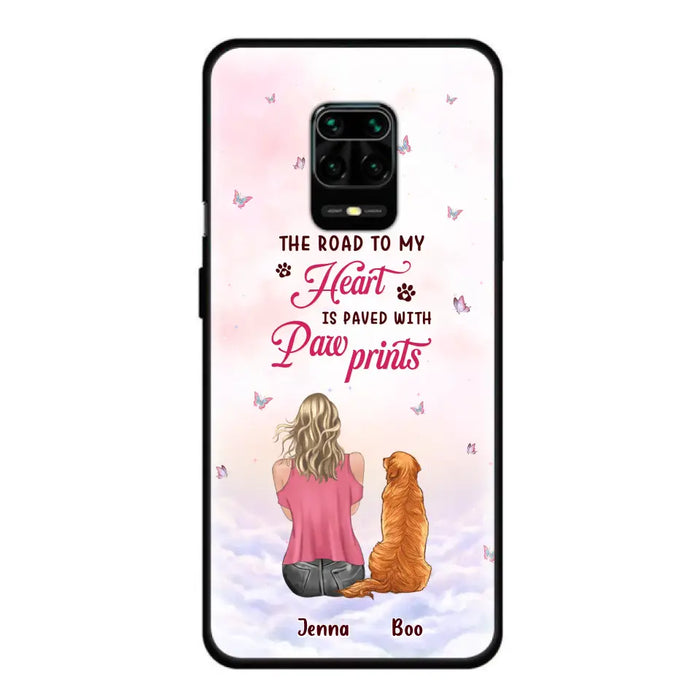 Custom Personalized Dog Mom Phone Case - Upto 5 Dogs - Gift Idea For Dog Lovers - The Road To My Heart Is Paved With Pawprints - Case for Xiaomi/Huawei/Oppo