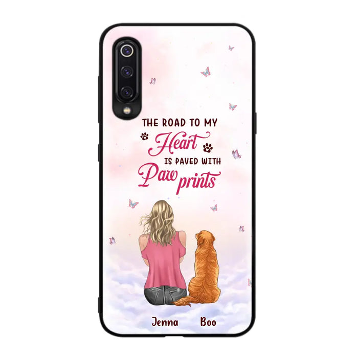 Custom Personalized Dog Mom Phone Case - Upto 5 Dogs - Gift Idea For Dog Lovers - The Road To My Heart Is Paved With Pawprints - Case for Xiaomi/Huawei/Oppo