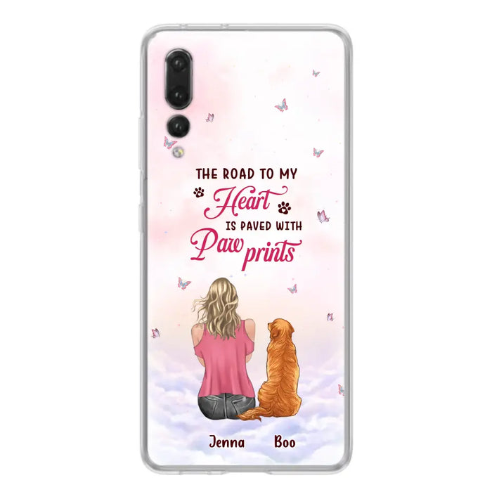 Custom Personalized Dog Mom Phone Case - Upto 5 Dogs - Gift Idea For Dog Lovers - The Road To My Heart Is Paved With Pawprints - Case for Xiaomi/Huawei/Oppo