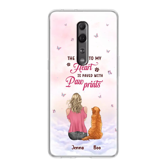 Custom Personalized Dog Mom Phone Case - Upto 5 Dogs - Gift Idea For Dog Lovers - The Road To My Heart Is Paved With Pawprints - Case for Xiaomi/Huawei/Oppo