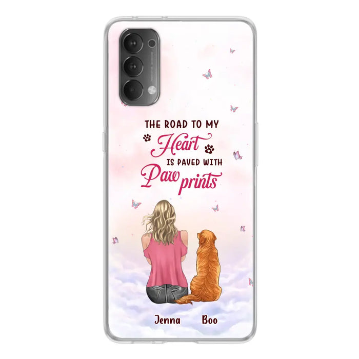 Custom Personalized Dog Mom Phone Case - Upto 5 Dogs - Gift Idea For Dog Lovers - The Road To My Heart Is Paved With Pawprints - Case for Xiaomi/Huawei/Oppo