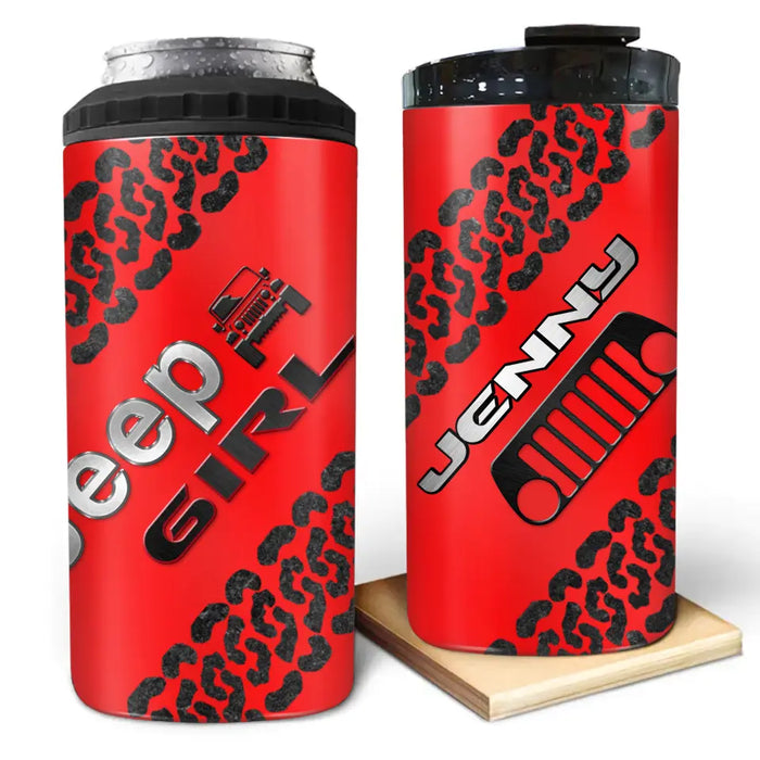 Custom Personalized Off Road Girl 4 In 1 Can Cooler Tumbler - Best Gift Idea For Girl/ Friend/ Off Road Gift