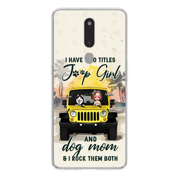 Custom Personalized Dog Mom Phone Case - Upto 3 Dogs - Gift Idea for Dog Lovers/Off-road Lovers - I Have Two Titles Jeep Girl And Dog Mom & I Rock Them Both - Case for Xiaomi/Huawei/Oppo