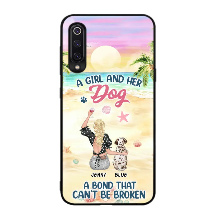 Custom Personalized Dog Mom Phone Case - Upto 6 Dogs - Gift Idea for Dog Lovers - A Girl And Her Dog A Bond That Can't Be Broken - Case for Xiaomi/Huawei/Oppo