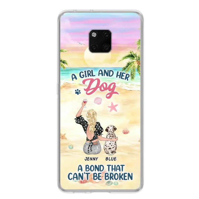 Custom Personalized Dog Mom Phone Case - Upto 6 Dogs - Gift Idea for Dog Lovers - A Girl And Her Dog A Bond That Can't Be Broken - Case for Xiaomi/Huawei/Oppo