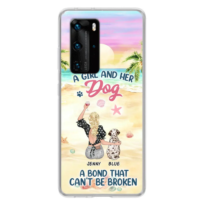 Custom Personalized Dog Mom Phone Case - Upto 6 Dogs - Gift Idea for Dog Lovers - A Girl And Her Dog A Bond That Can't Be Broken - Case for Xiaomi/Huawei/Oppo