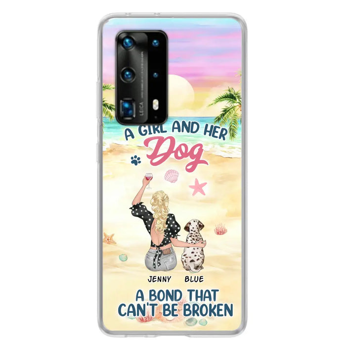 Custom Personalized Dog Mom Phone Case - Upto 6 Dogs - Gift Idea for Dog Lovers - A Girl And Her Dog A Bond That Can't Be Broken - Case for Xiaomi/Huawei/Oppo