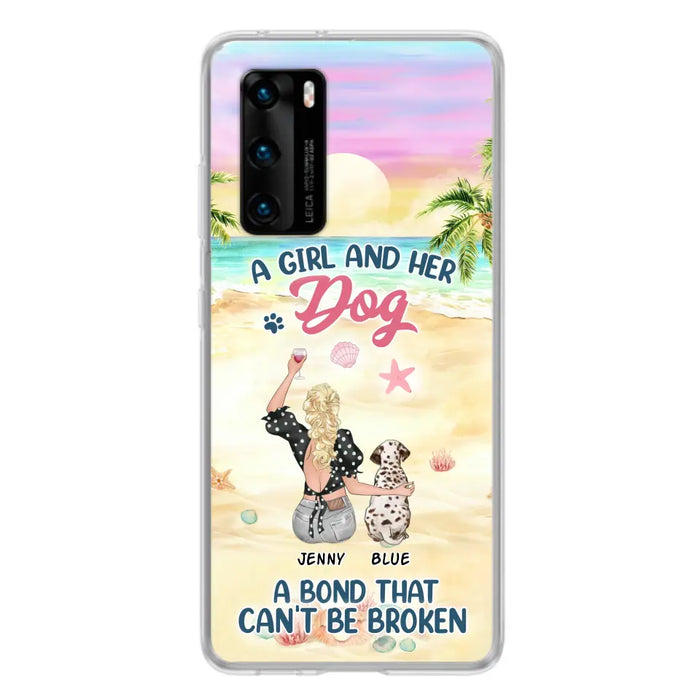 Custom Personalized Dog Mom Phone Case - Upto 6 Dogs - Gift Idea for Dog Lovers - A Girl And Her Dog A Bond That Can't Be Broken - Case for Xiaomi/Huawei/Oppo