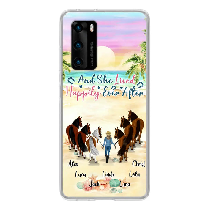 Custom Personalized Horse Girl Phone Case - Upto 6 Horses - Gift Idea for Horse Lovers - And She Lived Happily Ever After - Case for Xiaomi/Huawei/Oppo