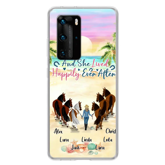 Custom Personalized Horse Girl Phone Case - Upto 6 Horses - Gift Idea for Horse Lovers - And She Lived Happily Ever After - Case for Xiaomi/Huawei/Oppo