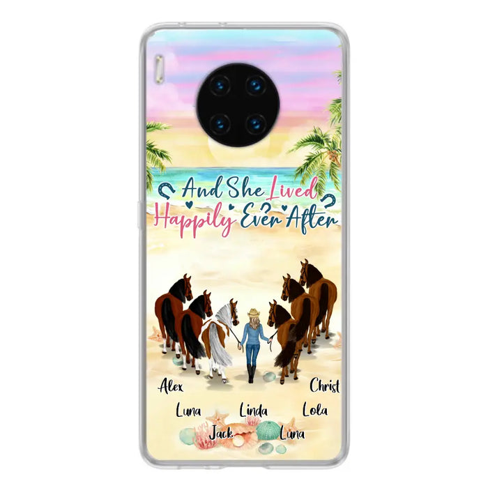 Custom Personalized Horse Girl Phone Case - Upto 6 Horses - Gift Idea for Horse Lovers - And She Lived Happily Ever After - Case for Xiaomi/Huawei/Oppo